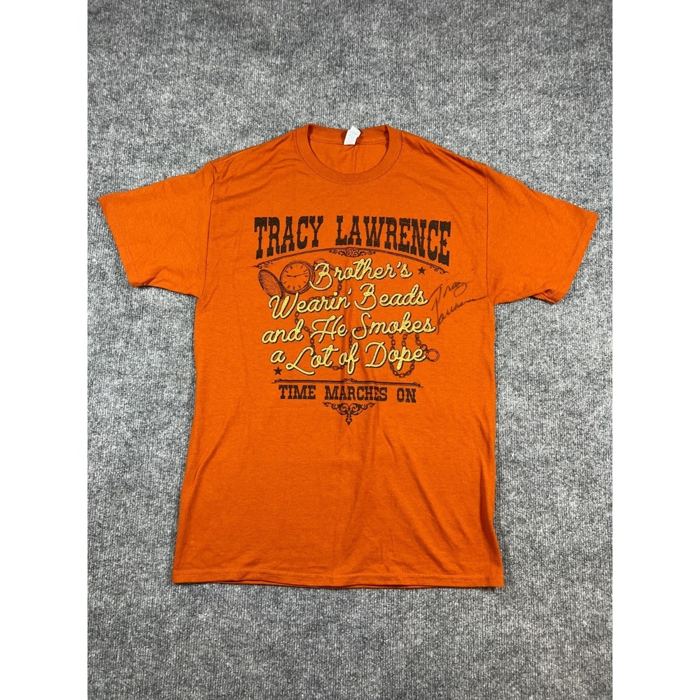 Jerzees Dri Power Band T Shirt Mens Medium Orange Tracy Lawrence Time Marches On